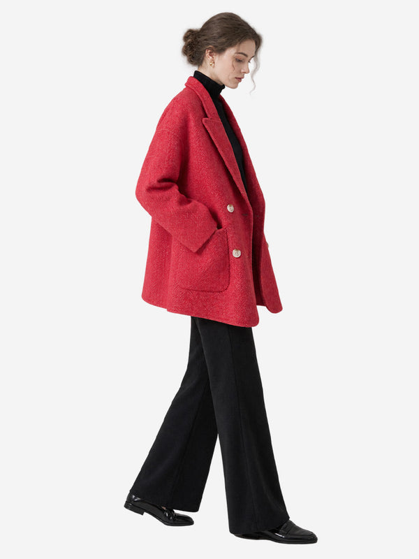 Women’s Classic Double-Faced Wool Coat – Peter Pan Collar & Side Pockets