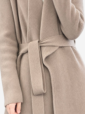 Women’s 100% Wool Long Knit Cardigan – Thickened Relaxed Fit Sweater Coat