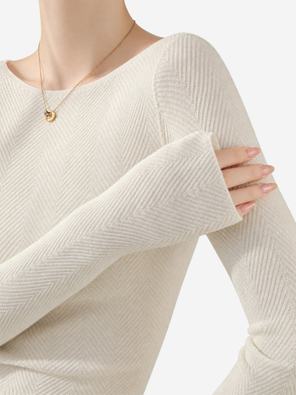 Women’s Fine Wool Boat Neck Knit Sweater