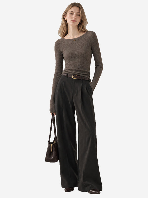 Women’s Fine Wool Boat Neck Knit Sweater
