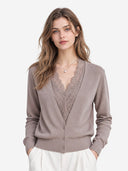 The French Lace V-Neck Wool Blend Cardigan