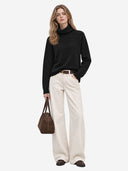Women's 100% Wool Turtleneck Sweater Soft Knit Relaxed Fit Pullover