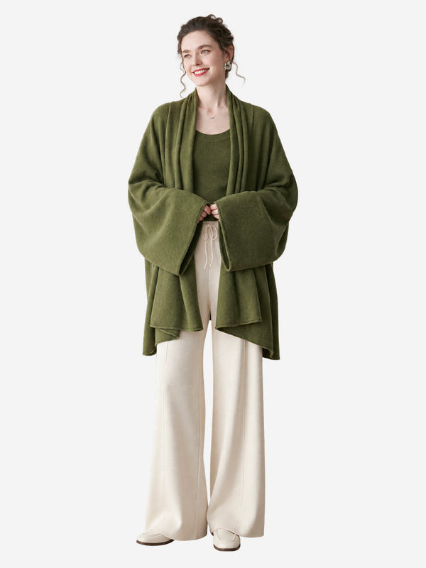 Women’s Cashmere Knit Shawl Cardigan Loose Fit Open Front Sweater