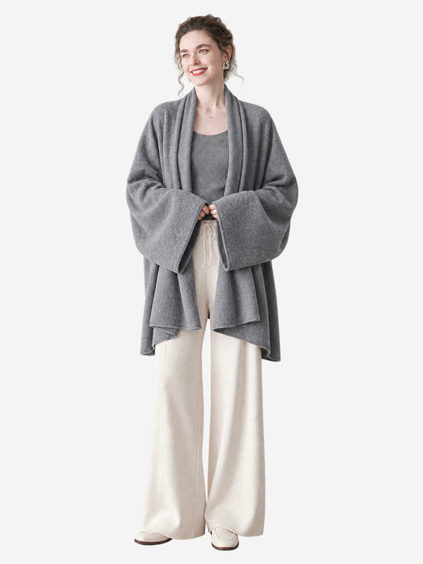 Women’s Cashmere Knit Shawl Cardigan Loose Fit Open Front Sweater