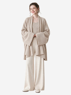 Women’s Cashmere Knit Shawl Cardigan Loose Fit Open Front Sweater