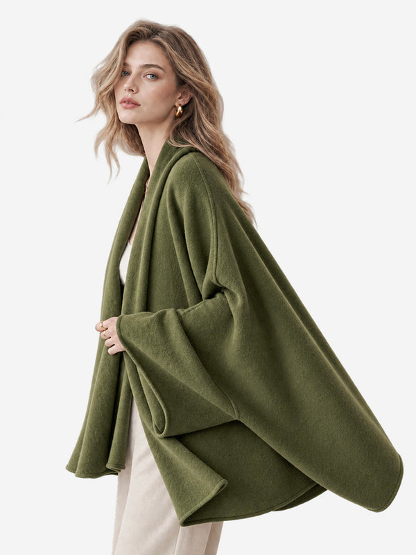 Women’s Cashmere Knit Shawl Cardigan Loose Fit Open Front Sweater