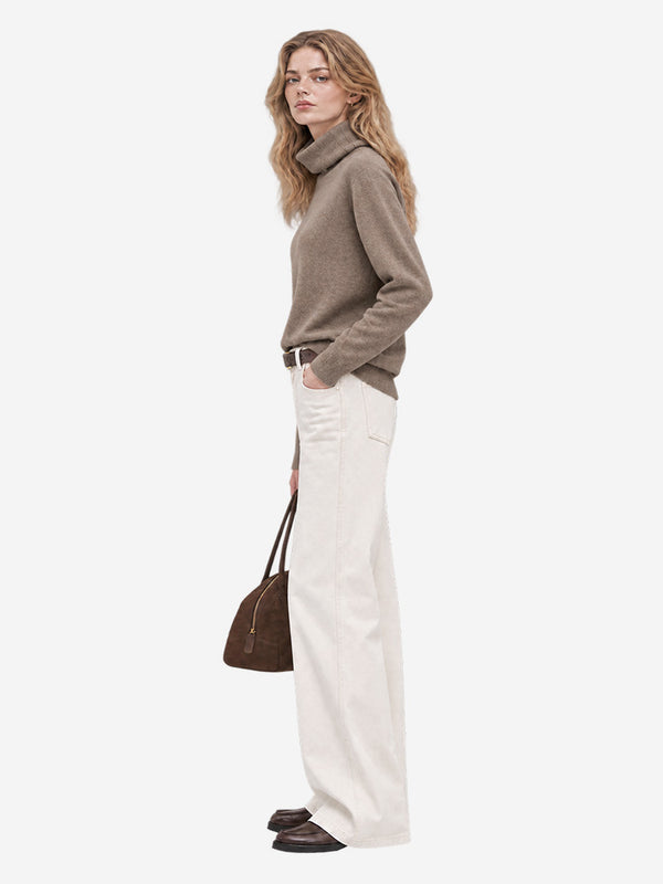 Women's 100% Wool Turtleneck Sweater Soft Knit Relaxed Fit Pullover