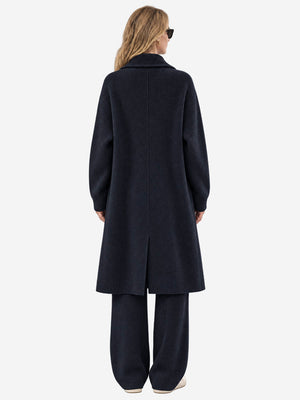 Women’s 100% Wool Long Knit Cardigan – Thickened Relaxed Fit Sweater Coat