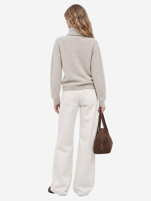 Women's 100% Wool Turtleneck Sweater Soft Knit Relaxed Fit Pullover