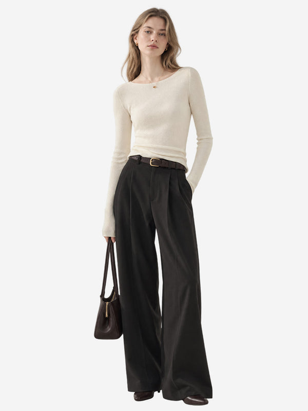 Women’s Fine Wool Boat Neck Knit Sweater