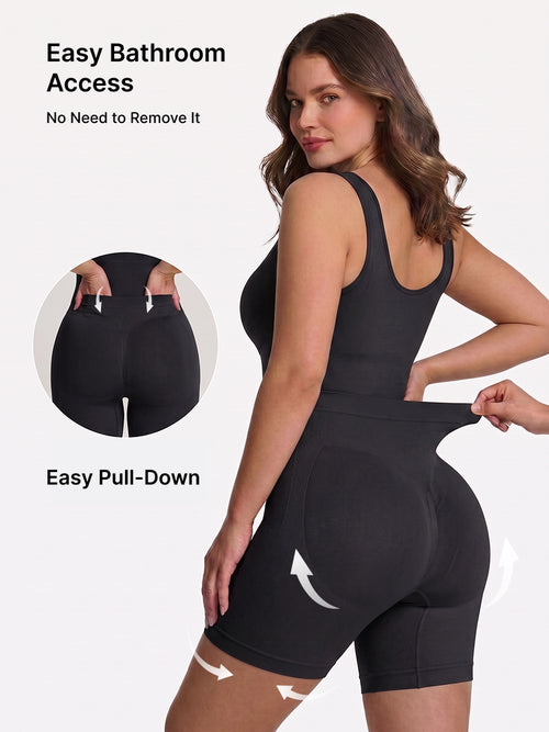 Back Pull Down Easy Bathroom Shaping Bodysuit | Tummy & Butt Contour Shapewear