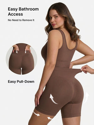 Back Pull Down Easy Bathroom Shaping Bodysuit | Tummy & Butt Contour Shapewear
