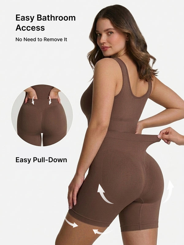 Back Pull Down Easy Bathroom Shaping Bodysuit | Tummy & Butt Contour Shapewear
