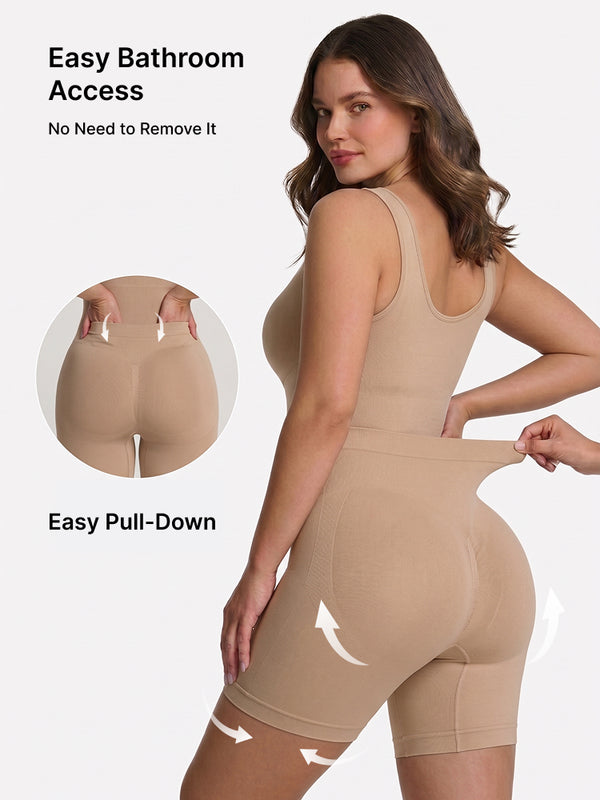 Back Pull Down Easy Bathroom Shaping Bodysuit | Tummy & Butt Contour Shapewear
