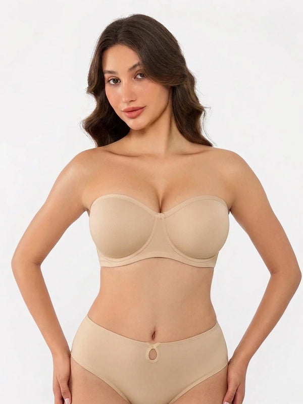 Sheer Mesh Unlined Underwire Strapless Balconette Bra