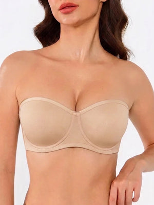 Sheer Mesh Unlined Underwire Strapless Balconette Bra