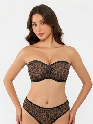 Sheer Mesh Unlined Underwire Strapless Balconette Bra