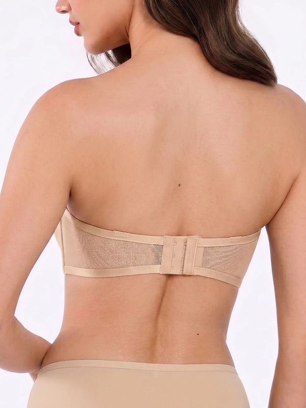 Sheer Mesh Unlined Underwire Strapless Balconette Bra