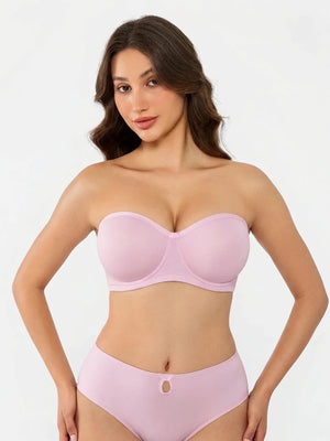 Sheer Mesh Unlined Underwire Strapless Balconette Bra