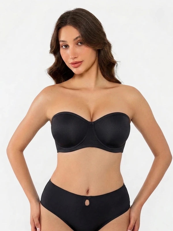 Sheer Mesh Unlined Underwire Strapless Balconette Bra