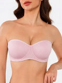 Sheer Mesh Unlined Underwire Strapless Balconette Bra