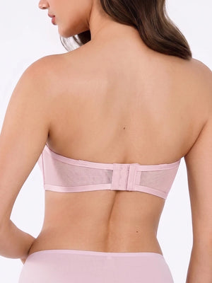 Sheer Mesh Unlined Underwire Strapless Balconette Bra