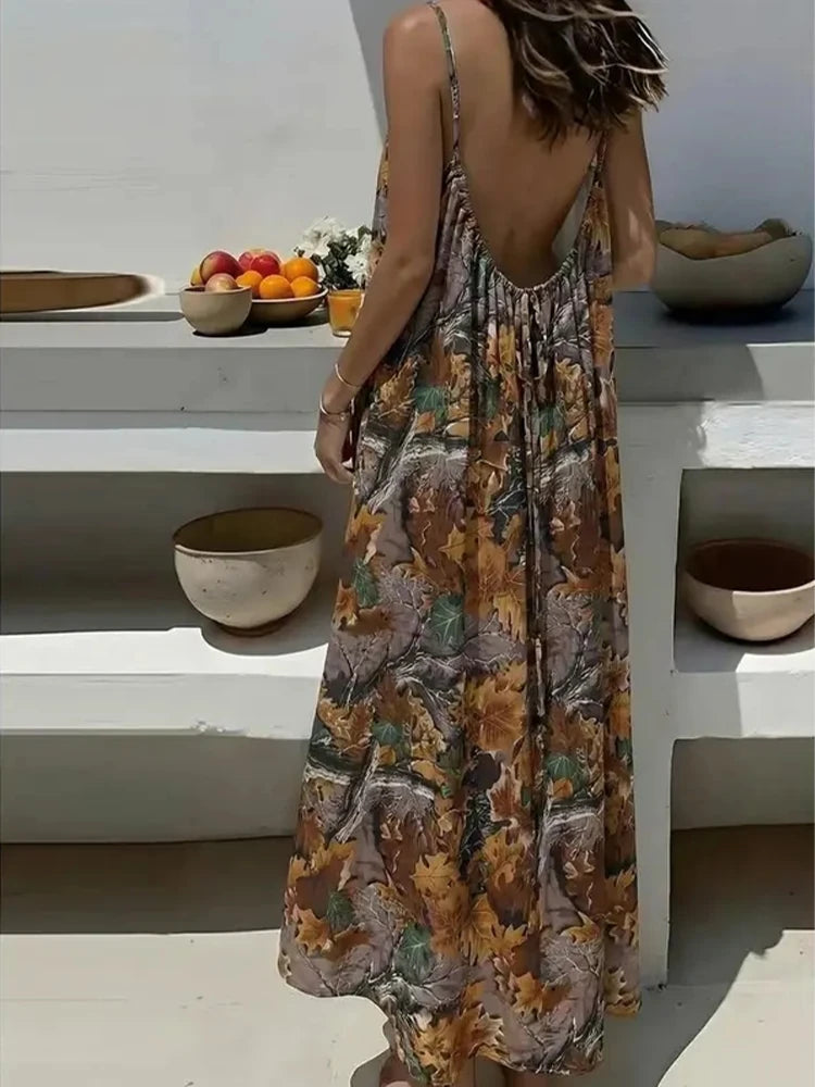 Women's Solid Color Backless Cami Dress