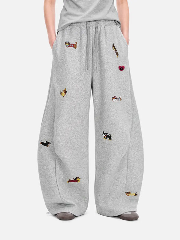 Women's Cute Embroidered Baggy Sweatpants