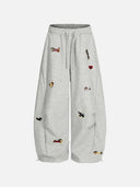 Women's Cute Embroidered Baggy Sweatpants