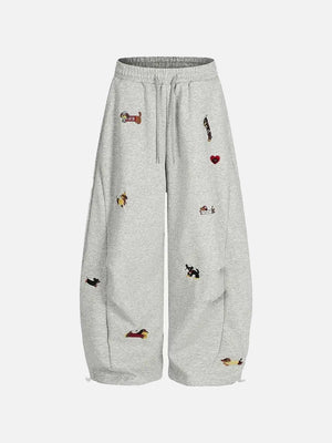 Women's Cute Embroidered Baggy Sweatpants