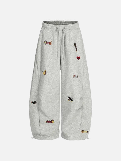 Women's Cute Embroidered Baggy Sweatpants