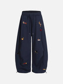 Women's Cute Embroidered Baggy Sweatpants