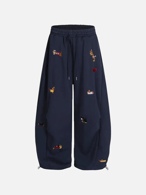 Women's Cute Embroidered Baggy Sweatpants