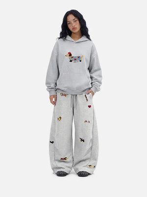 Women's Cute Embroidered Baggy Sweatpants