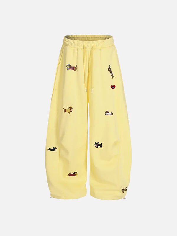 Women's Cute Embroidered Baggy Sweatpants