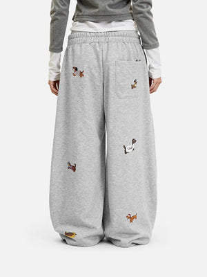 Women's Cute Embroidered Baggy Sweatpants