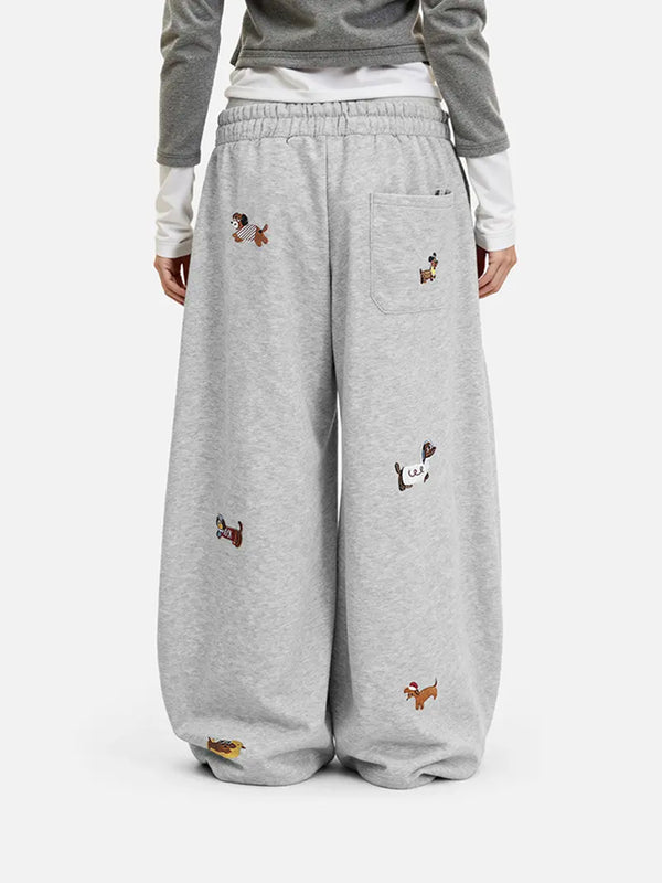 Women's Cute Embroidered Baggy Sweatpants