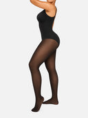 Women’s Fleece Lined Sheer Look Tummy Control Full Body Shaping Bodysuit