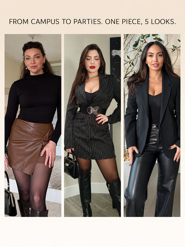 Women’s Fleece Lined Sheer Look Tummy Control Full Body Shaping Bodysuit