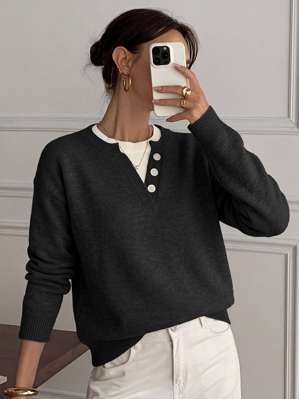 Women’s Oversized Color-Block Layered-Look Knit Sweater
