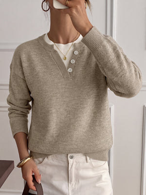 Women’s Oversized Color-Block Layered-Look Knit Sweater