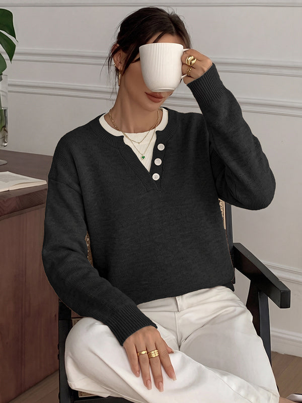 Women’s Oversized Color-Block Layered-Look Knit Sweater