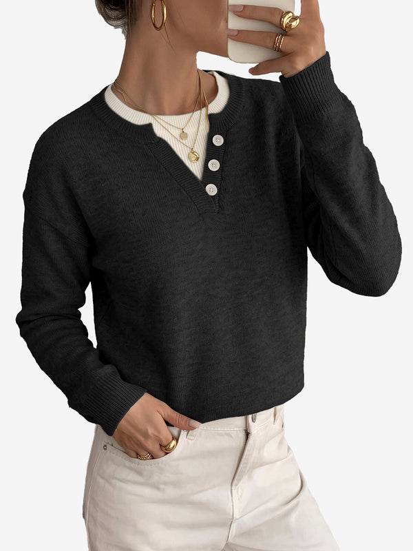 Women’s Oversized Color-Block Layered-Look Knit Sweater