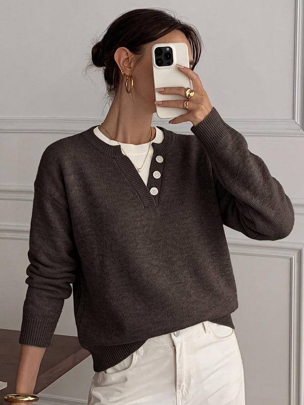 Women’s Oversized Color-Block Layered-Look Knit Sweater