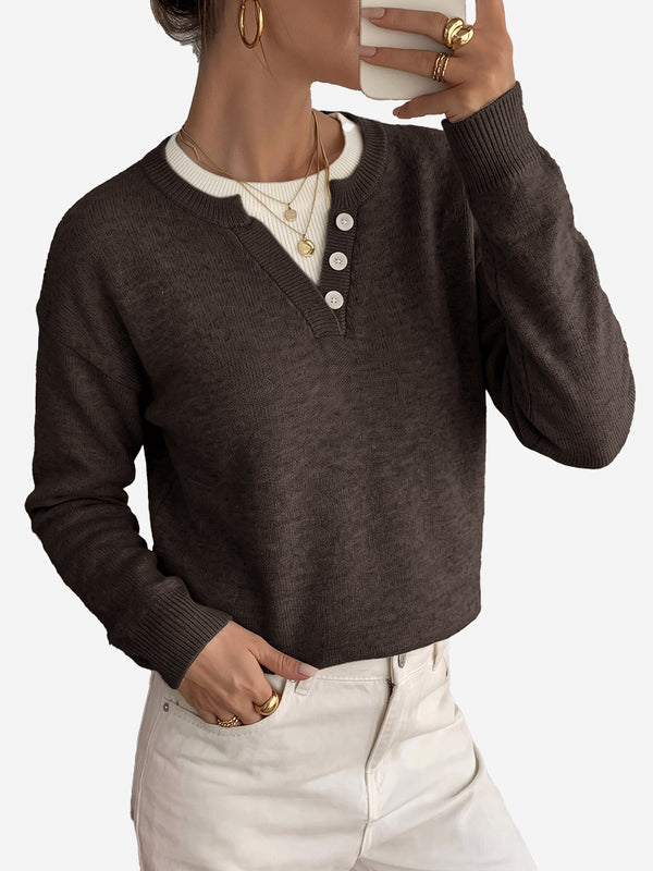 Women’s Oversized Color-Block Layered-Look Knit Sweater