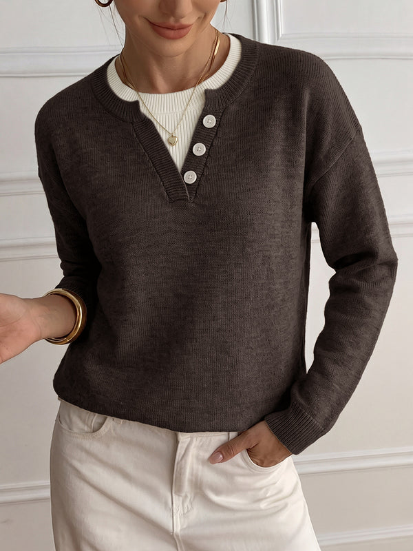 Women’s Oversized Color-Block Layered-Look Knit Sweater