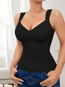 Women's Seamless Shaping Tank Top with Molded Cups Tummy Control and Wide Support Straps
