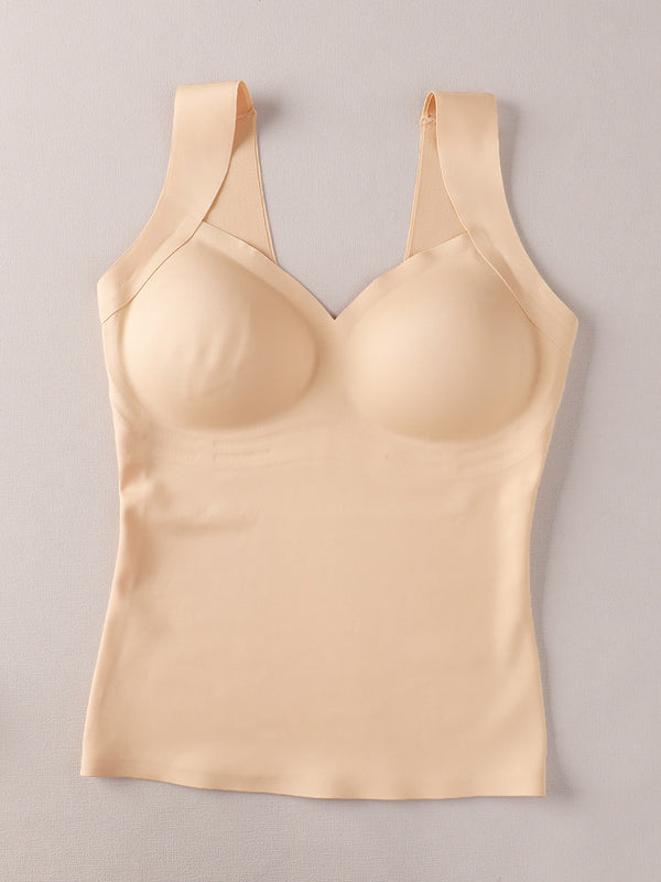 Women's Seamless Shaping Tank Top with Molded Cups Tummy Control and Wide Support Straps
