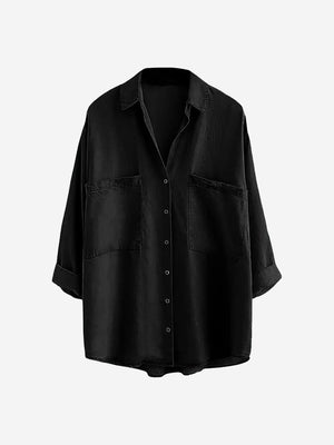 Women’s Soft Lyocell Denim 3/4-Sleeve Button-Up Shirt