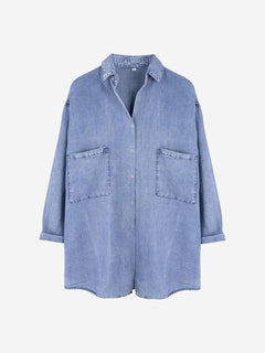 Women’s Soft Lyocell Denim 3/4-Sleeve Button-Up Shirt